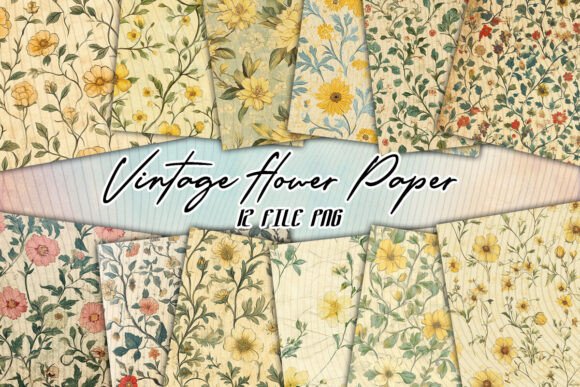 Download Vintage Flower Paper Yellow Background - Vintage flower paper Collection